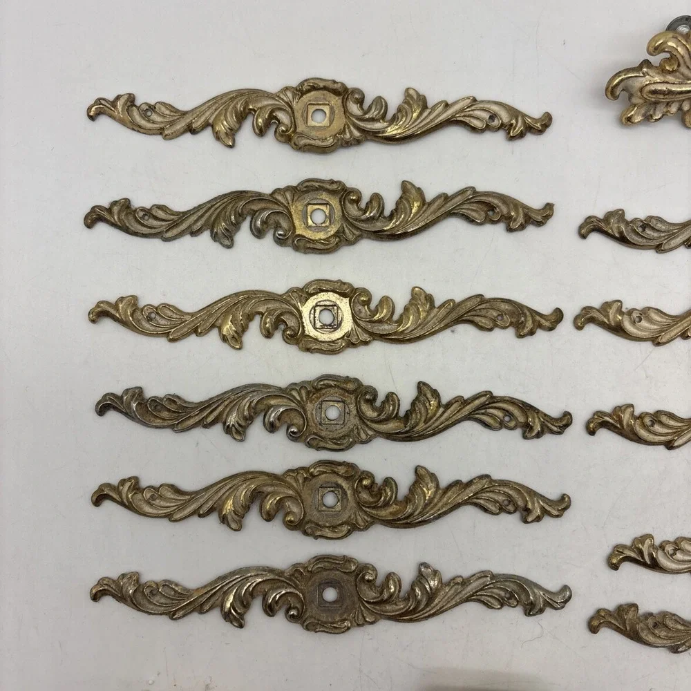 vintage metal Brass French Provincial rocco cabinet hinge drawer pull Gold